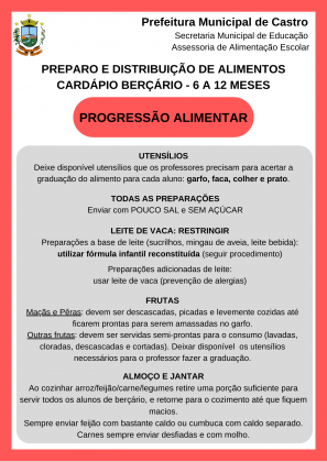 POP preparo e distribuição progressão alimentar
