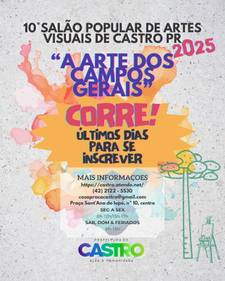 CULTURA:  Últimos dias para garantir sua vaga no 10ª Salão Popular de Artes Visuais
